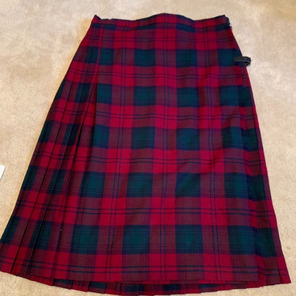 Strathmore Red Tartan 100% Wool Skirt